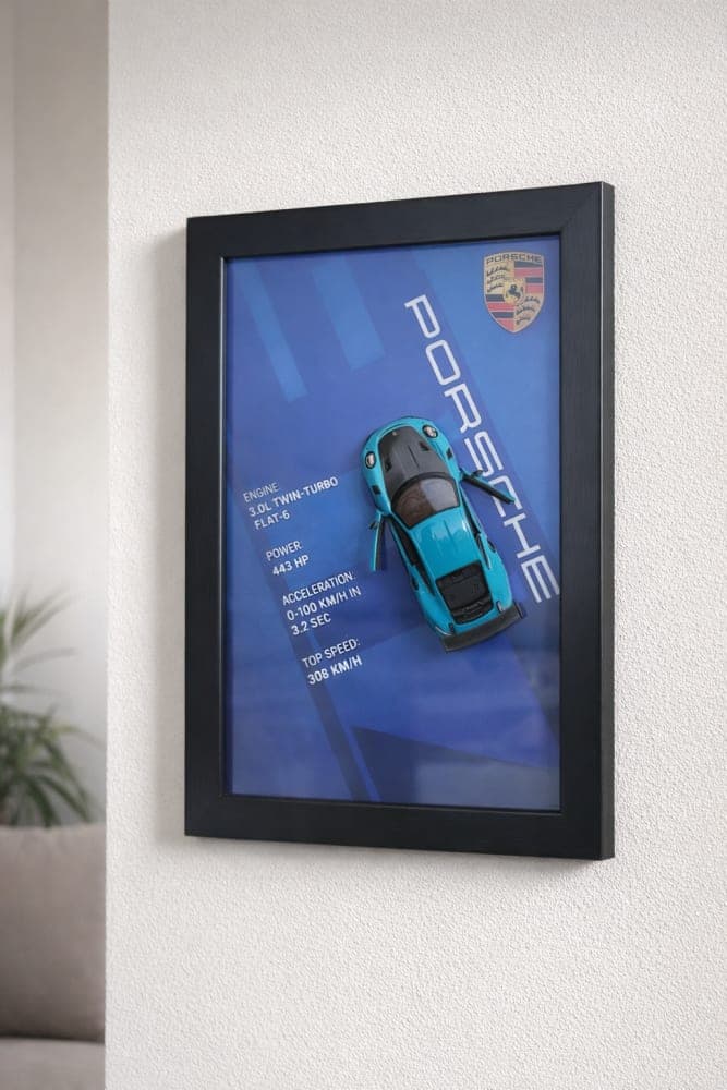 Porsche 911 GTR 3D Die-caste Frame for Home decor (licensed)