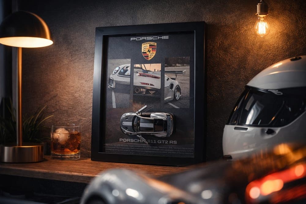 Porsche 911 GT3 RS 3D Cca car frame for home decor